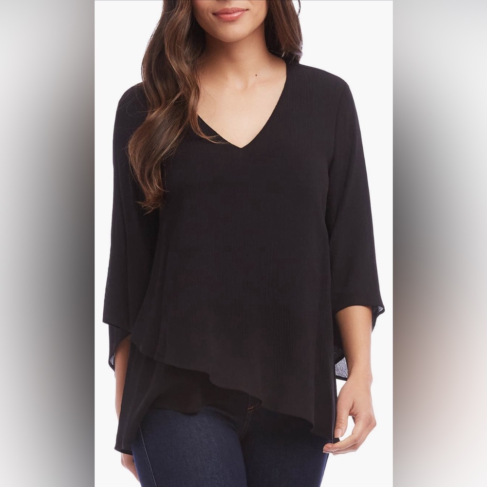 NWT! Karen Kane Black Long Sleeved Asymmetric Top Tunic Blouse in Women’s Medium